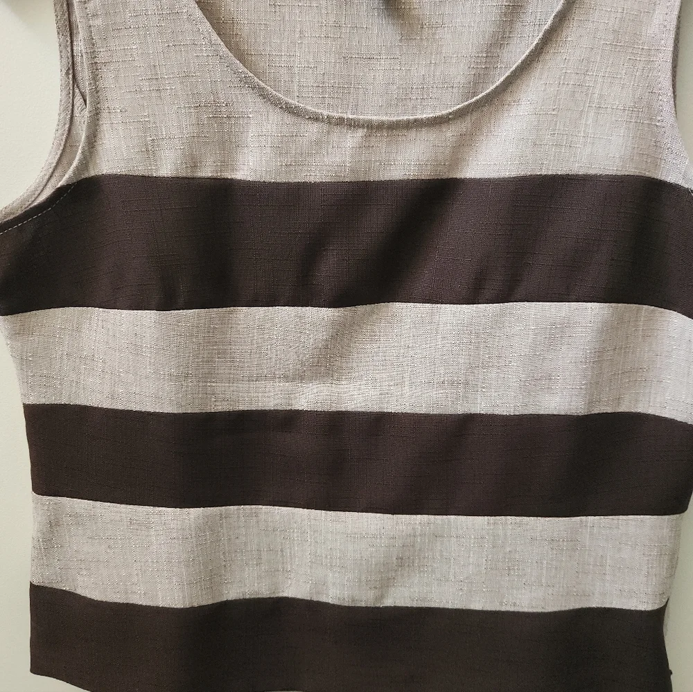 Perceptions Petite Size 10 Striped Tank Top Sleeveless Side Zipper Neutral